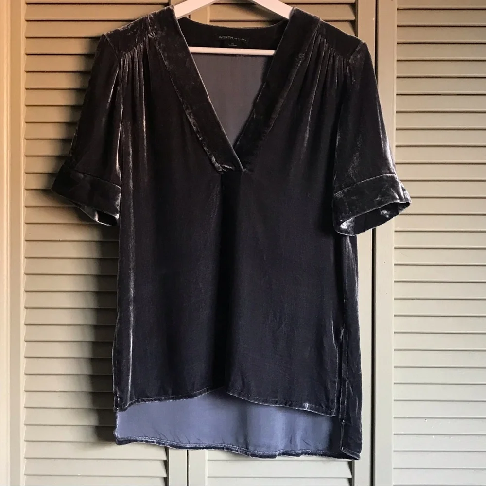 Worth ny gray velvet top